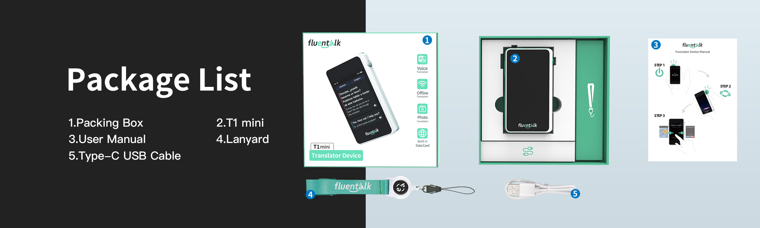 Fluentalk T1 Mini Handheld Translator Device